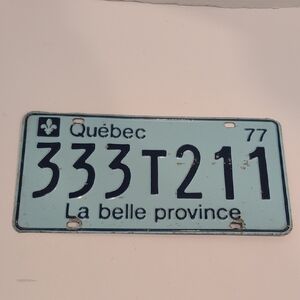 Vintage 1977 Quebec License Plate